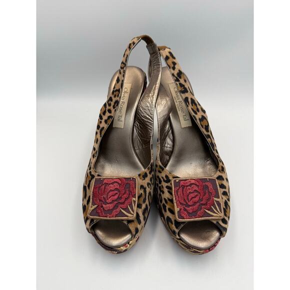 Olivia Rose Tal Cheetah Floral Embroidered Tall Heels 9 (EU 40) - Picture 2 of 7